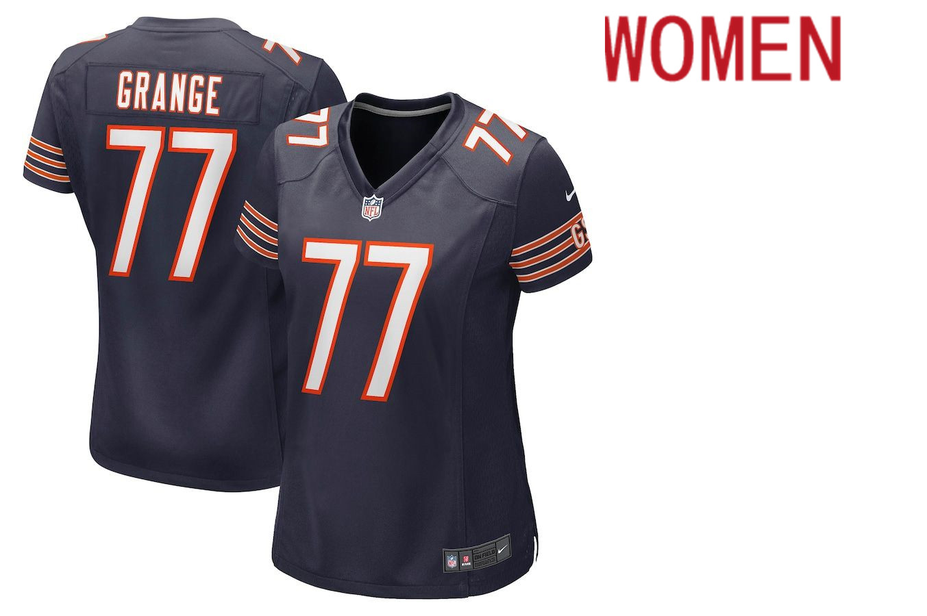 Women Chicago Bears 77 Red Grange Nike Navy Retired Player NFL Jersey